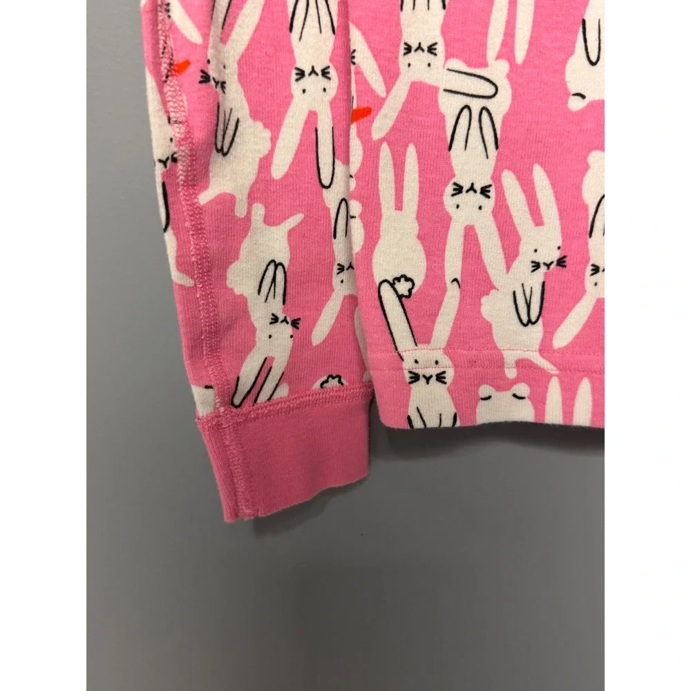 Hanna Andersson Kids Pink White Bunny Rabbit Pajama Top Organic Cotton Size 12